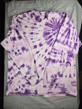 Purple & White Tie-Dye Long Sleeve Tee